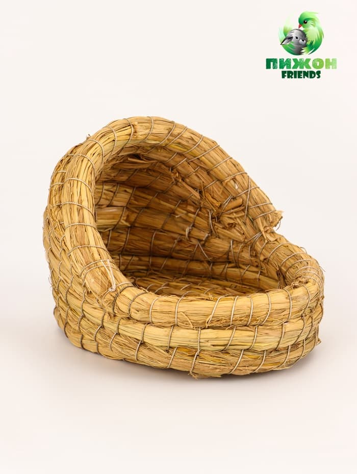 Гнездо для птиц плетёное, 15×10×10 см, полузакрытое, солома