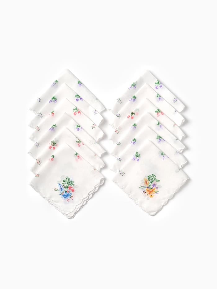 Платки носовые женские «Экономь и Я. Полянка», 30×30 см, набор 12 шт., рисунок МИКС