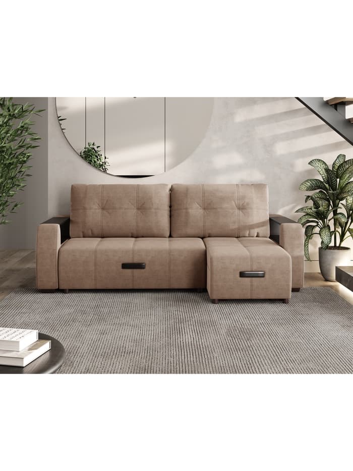 Диван угловой «Джаз», НПБ, тик – так, цвет бежевый newtone beige