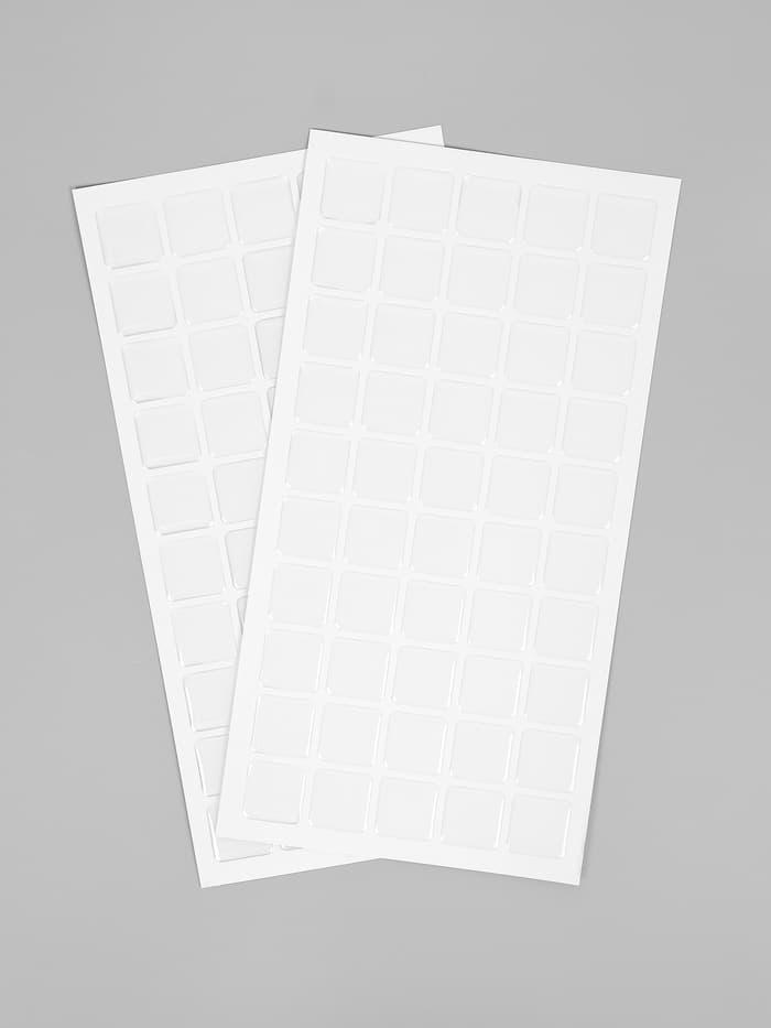 Стикеры эпоксидные прозрачные заготовки 3D 100 шт 2,5 x 2,5 см + самоклеящаяся бумага