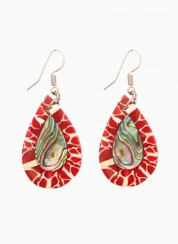 Серьги «Капельки», 5.5×2 см, ракушка, красные