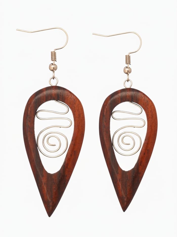 Серьги «Капля», дерево соно