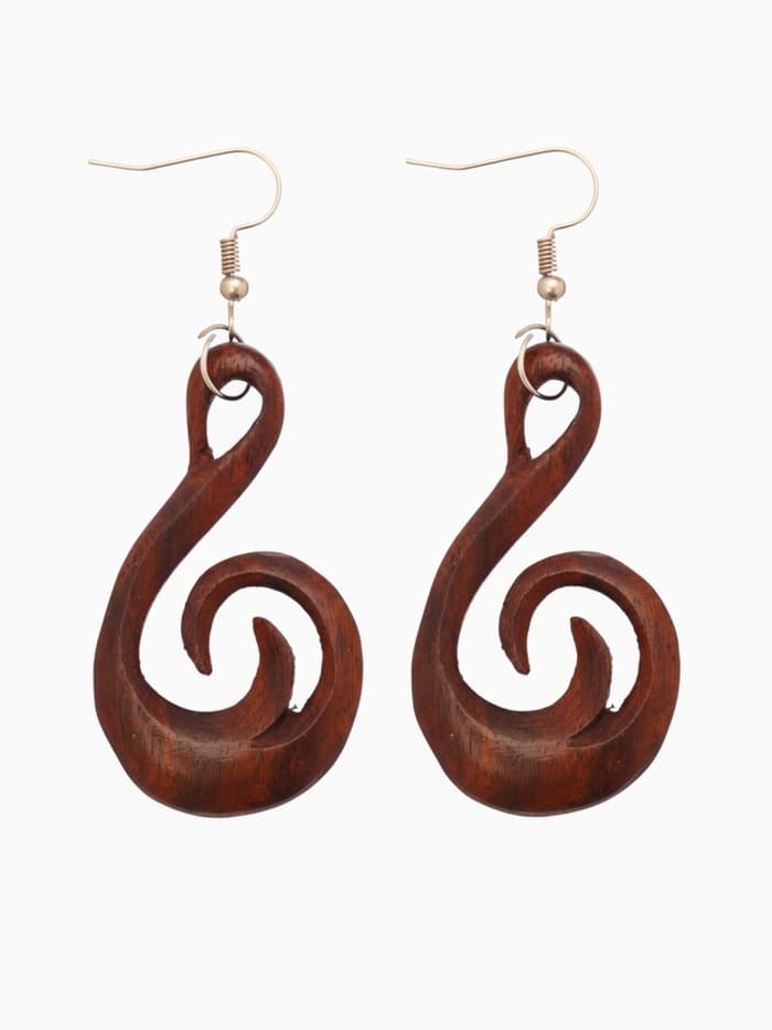 Серьги «Спираль», дерево соно