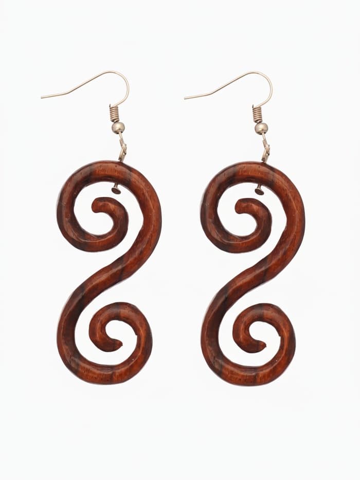 Серьги « Спираль», дерево соно