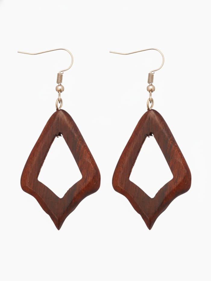 Серьги «Ромб», дерево соно