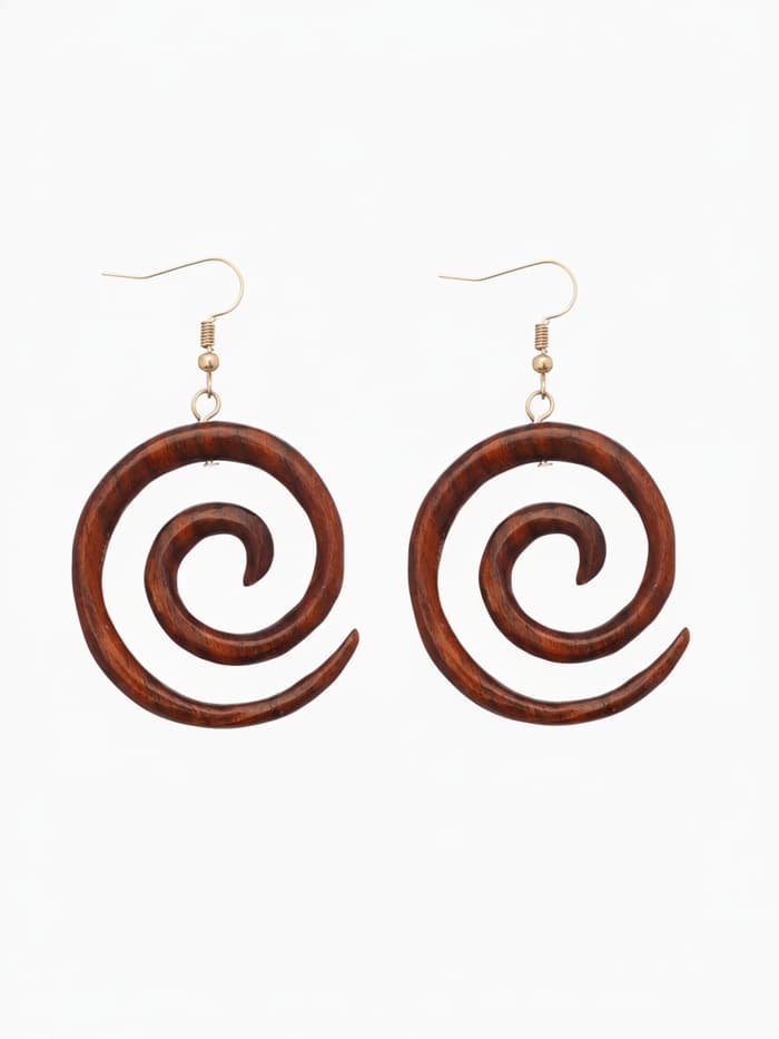 Серьги «Спираль», дерево соно