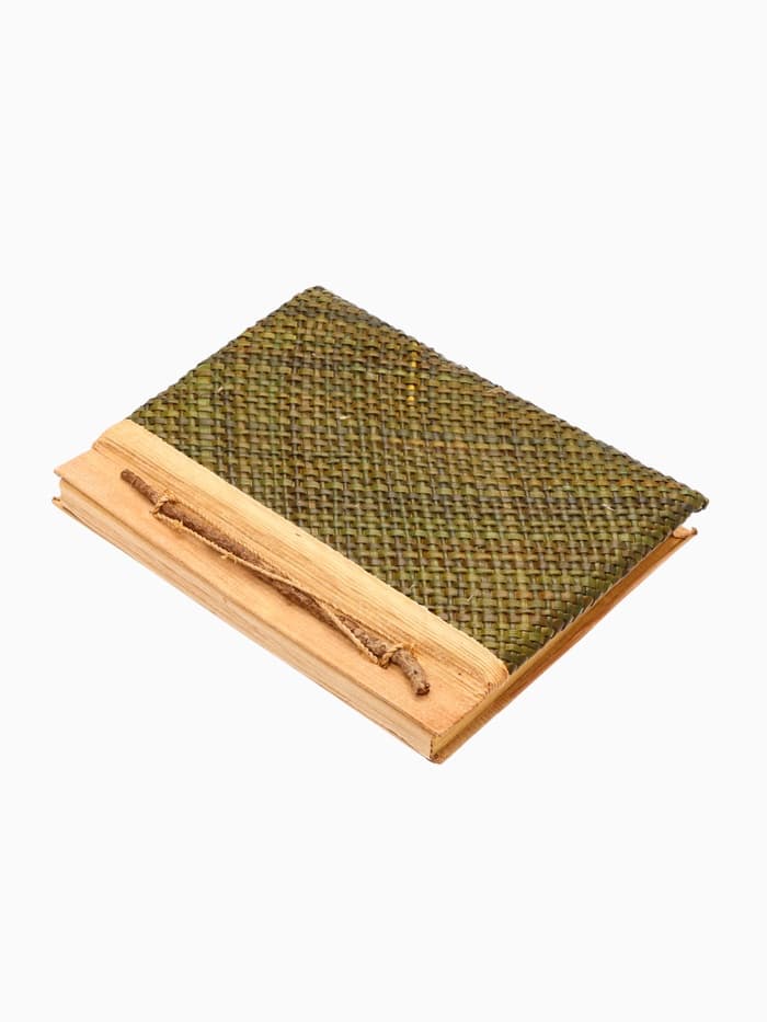 Записная книжка плетёная, 48 листов, 17×22×2 см, зелёная