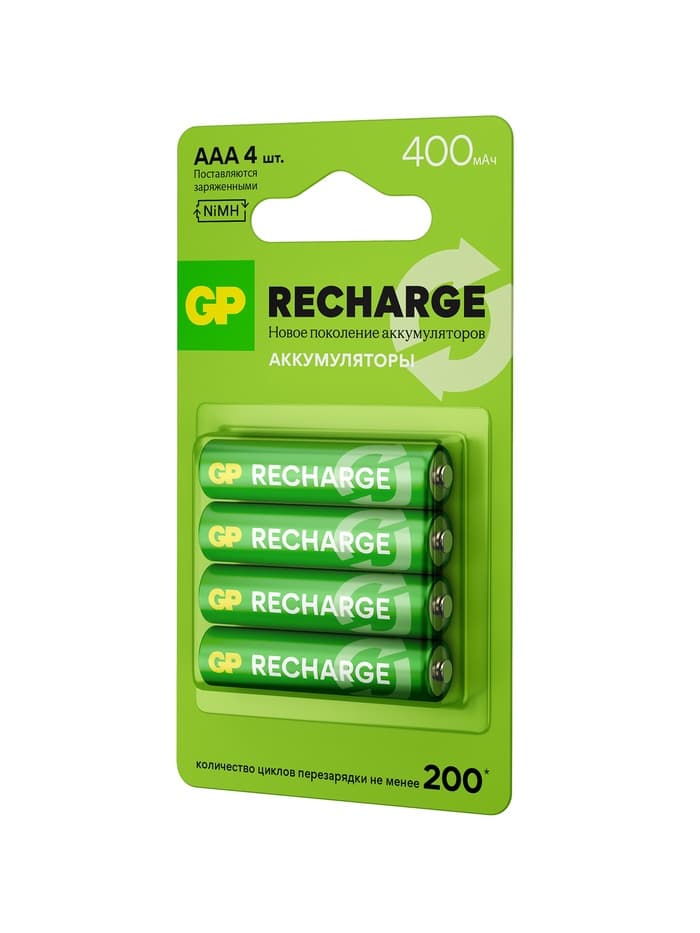 Аккумулятор GP, Ni-Mh, AAA, HR03-2BL, 1.2 В, 400 мАч, блистер, 4 шт.