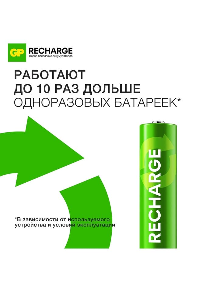 Аккумулятор GP, Ni-Mh, AAA, HR03-2BL, 1.2 В, 400 мАч, блистер, 4 шт.