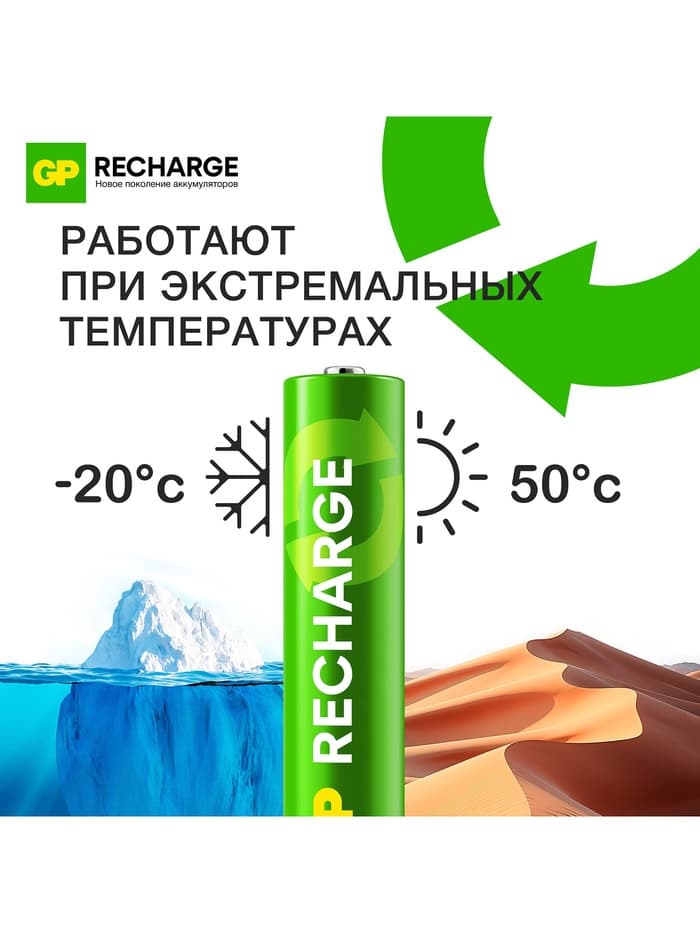 Аккумулятор GP, Ni-Mh, AAA, HR03-2BL, 1.2 В, 400 мАч, блистер, 4 шт.