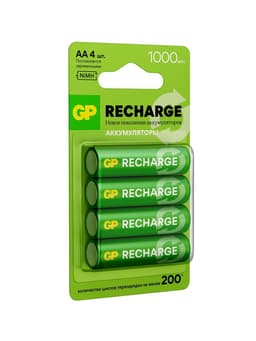 Аккумулятор GP, Ni-Mh, AA, HR6-2BL, 1.2 В, 1000 мАч, блистер, 4 шт.
