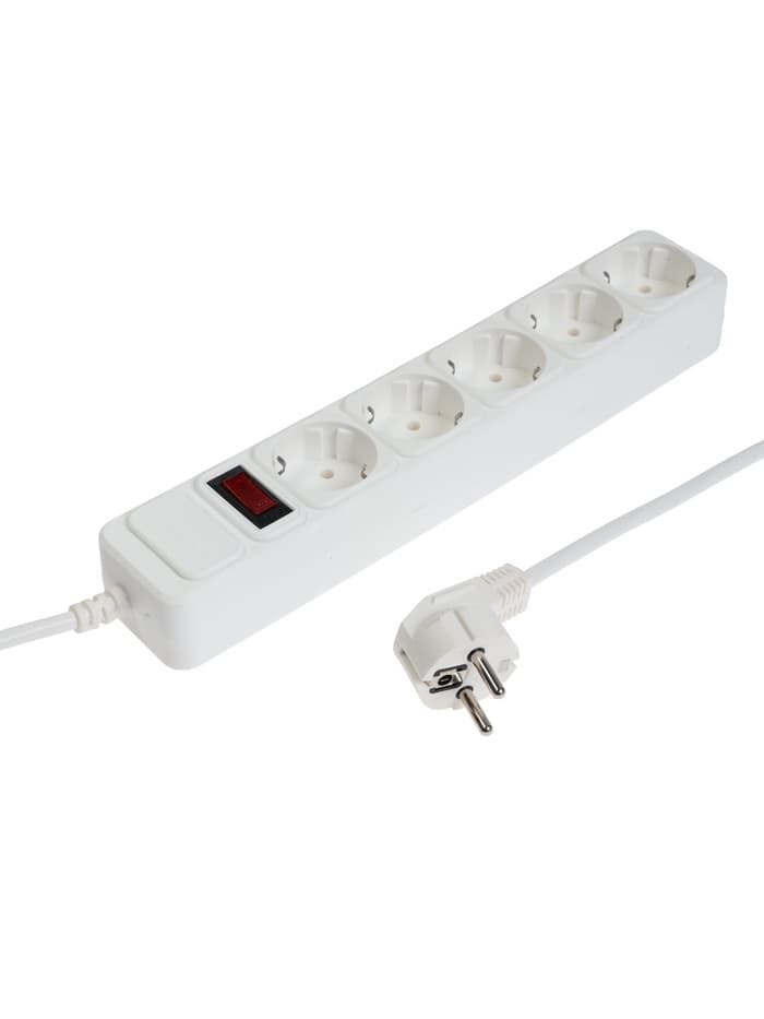 Сетевой фильтр СТАРТ, 5 розеток, 1.5 м, 10 А, ПВС 3×0.75 мм2, с заземлением, с выключателем, IP20, белый