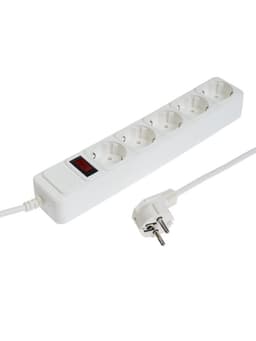 Сетевой фильтр СТАРТ, 5 розеток, 1.5 м, 10 А, ПВС 3×0.75 мм2, с заземлением, с выключателем, IP20, белый