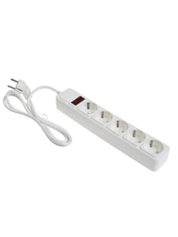 Сетевой фильтр СТАРТ, 5 розеток, 1.5 м, 10 А, ПВС 3×0.75 мм2, с заземлением, с выключателем, IP20, белый