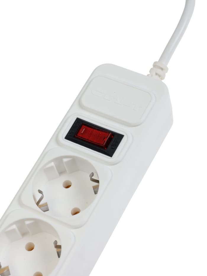 Сетевой фильтр СТАРТ, 5 розеток, 1.5 м, 10 А, ПВС 3×0.75 мм2, с заземлением, с выключателем, IP20, белый
