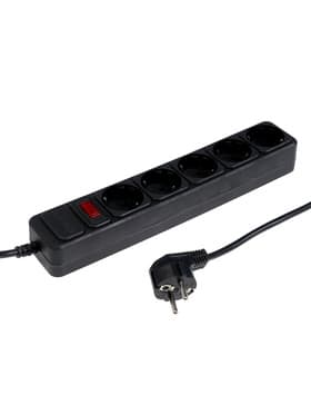 Сетевой фильтр СТАРТ, 5 розеток, 1.5 м, 10 А, ПВС 3×0.75 мм2, с заземлением, с выключателем, IP20, чёрный