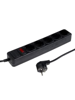 Сетевой фильтр СТАРТ, 5 розеток, 1.5 м, 10 А, ПВС 3×0.75 мм2, с заземлением, с выключателем, IP20, чёрный