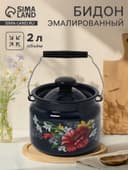 Бидон эмалированный «Апрель», 2 л, с ручкой и крышкой, чёрный