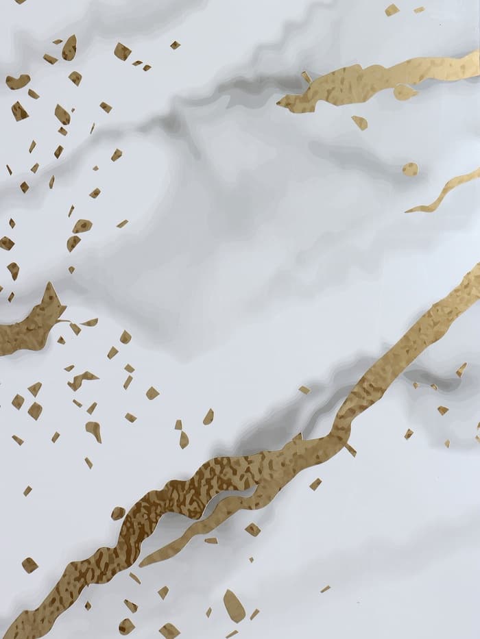 Кухонный фартук на стену «Плитка Рецциато 543», 4000×600 мм, цвет серый/золотой/металлик