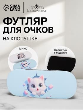 Футляр для очков, «Котики», на хлопушке, 16×4×6 см, МИКС