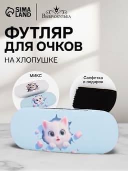 Футляр для очков, «Котики», на хлопушке, 16×4×6 см, МИКС