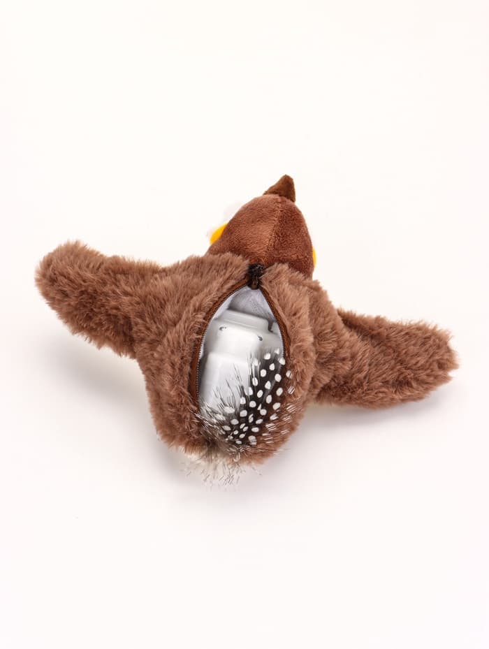 Интерактивная игрушка для животных «Воробей», коричневая