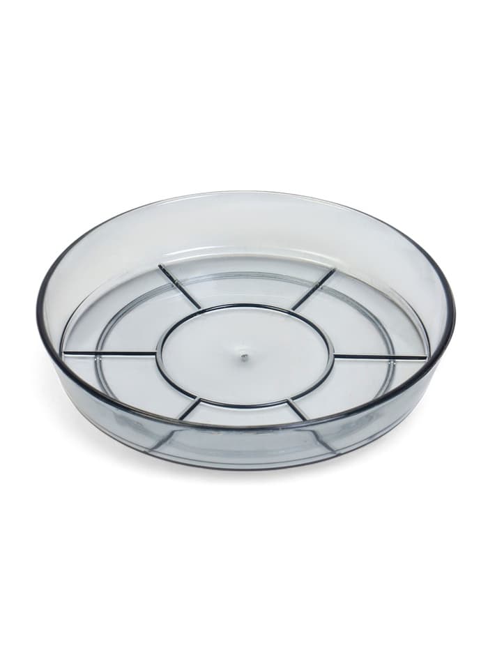 Поддон для цветочных горшков, d=12 см, пластиковый, тёмный, прозрачный