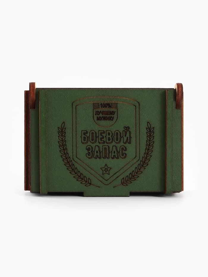 Коробка подарочная деревянная «Боевой запас» 8.5×6×3.5 см
