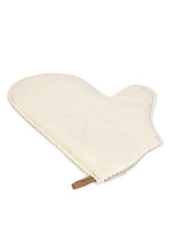 Рукавица для бани и сауны «Лучший банщик», шерсть 50%, полиэфир 50%, белая