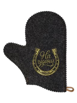 Рукавица для бани и сауны «На удачу», шерсть 50%, полиэфир 50%, тёмная