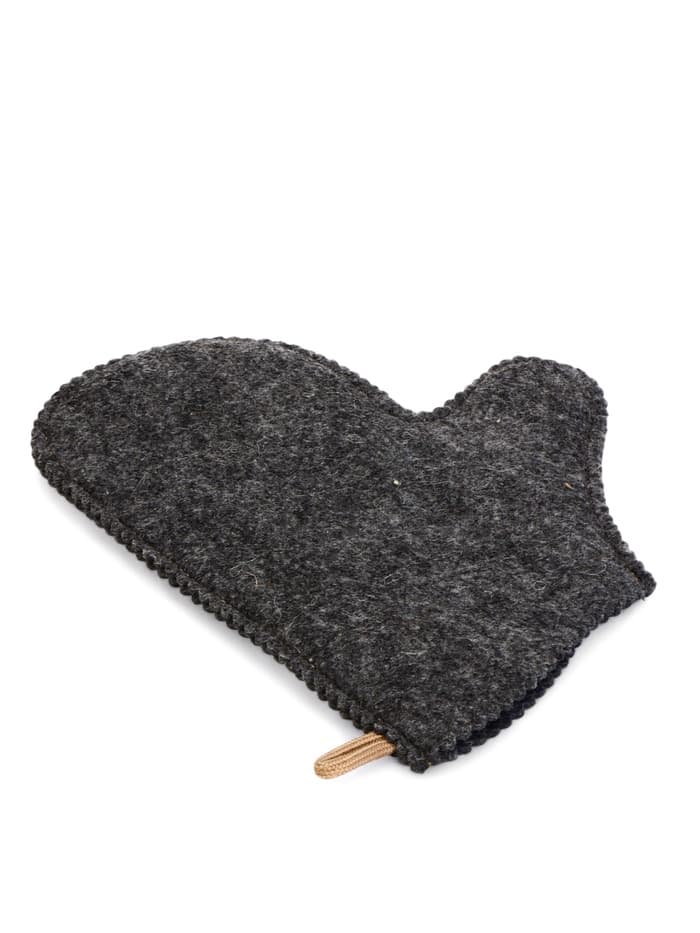 Рукавица для бани и сауны «Русские традиции», шерсть 50%, полиэфир 50%, серая