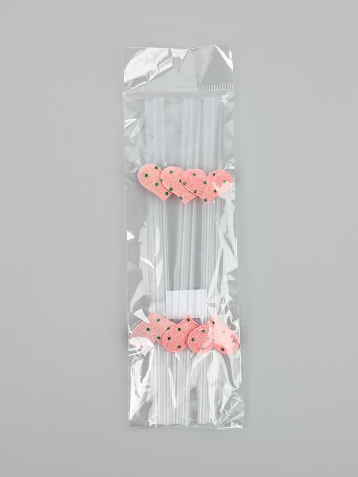 Трубочки для коктейлей «Сердечки», розовые, 6 шт.