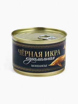 Подарочный новогодний набор в железной банке «Черная икра» : чай 50 г, монпансье 100 г, варенье 30 г, открытка