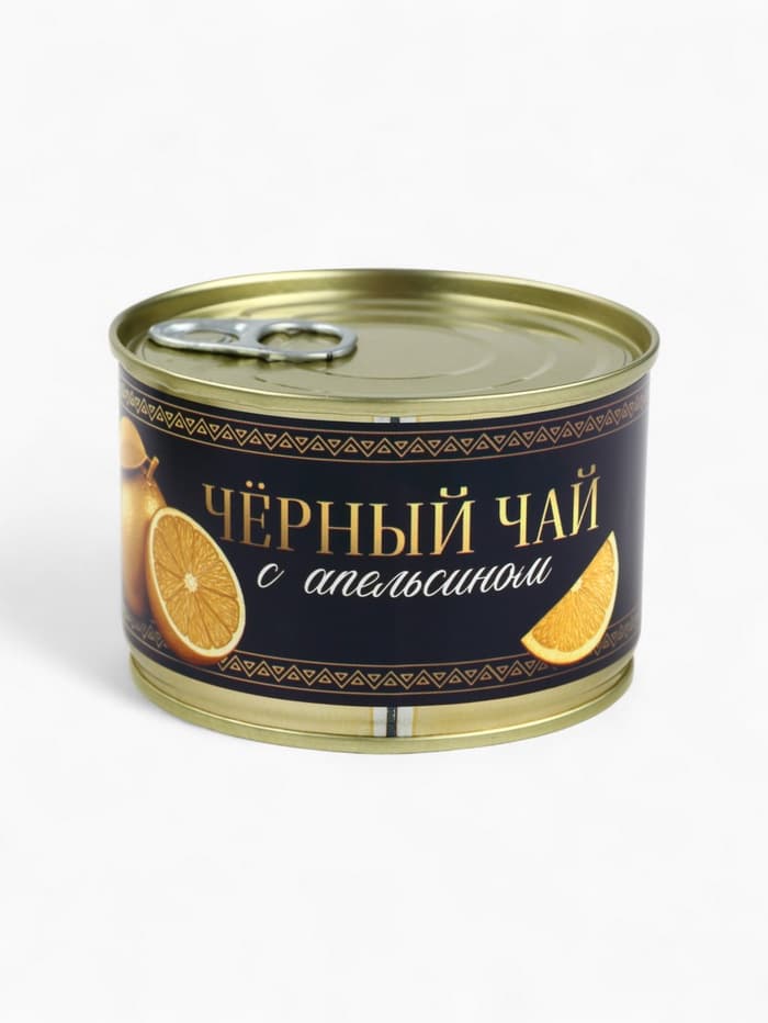 Подарочный новогодний набор в железной банке «Черная икра» : чай 50 г, монпансье 100 г, варенье 30 г, открытка