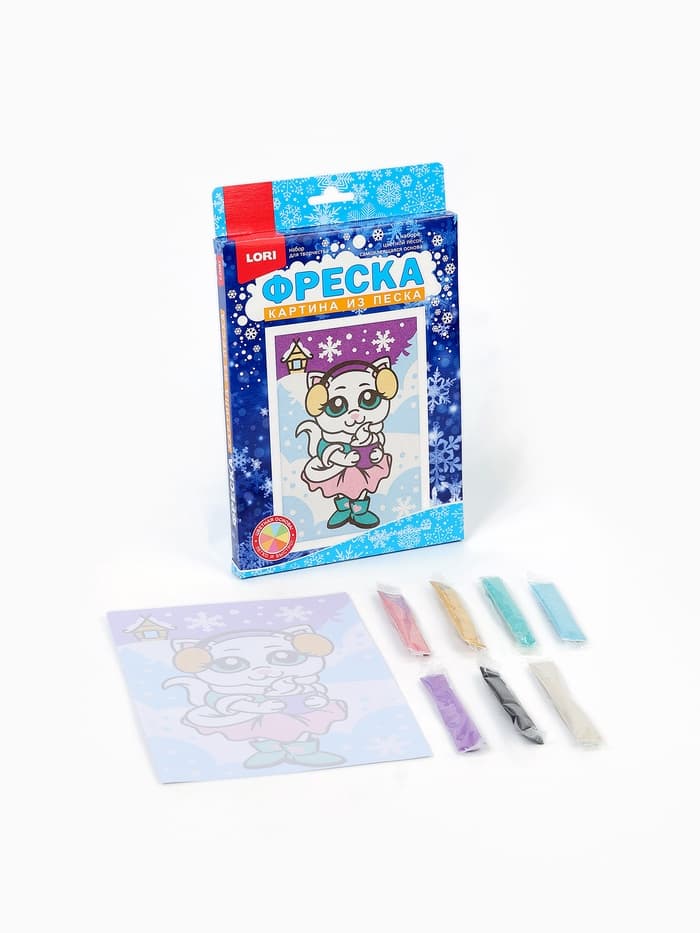 Фреска из песка «Белоснежная кошечка», набор для творчества