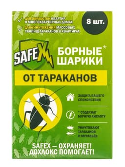 Средство от тараканов SAFEX, борные шарики, набор, 3 коробки по 8 шт.
