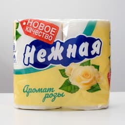 Туалетная бумага «Нежная» со втулкой, аромат розы, 2 слоя, 4 рулона