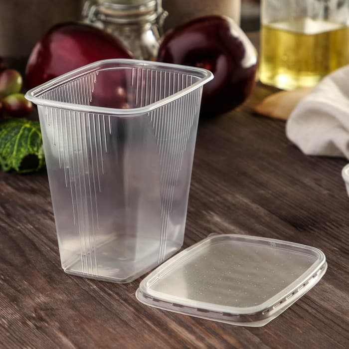 Контейнер одноразовый с крышкой, пластик, набор 10 шт., 500 мл, 10.8×8.2×9.2 см, прозрачный