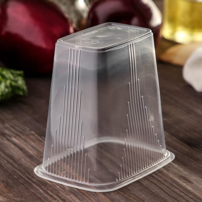 Контейнер одноразовый с крышкой, пластик, набор 10 шт., 500 мл, 10.8×8.2×9.2 см, прозрачный