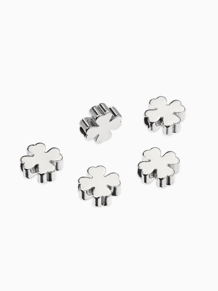 Бусина-разделитель родированный «Клевер», 7×7 мм, (набор 10 штук), медь, цвет серебро