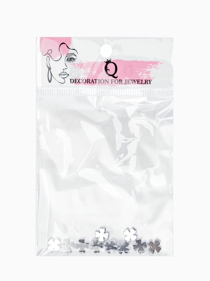 Бусина-разделитель родированный «Клевер», 7×7 мм, (набор 10 штук), медь, цвет серебро