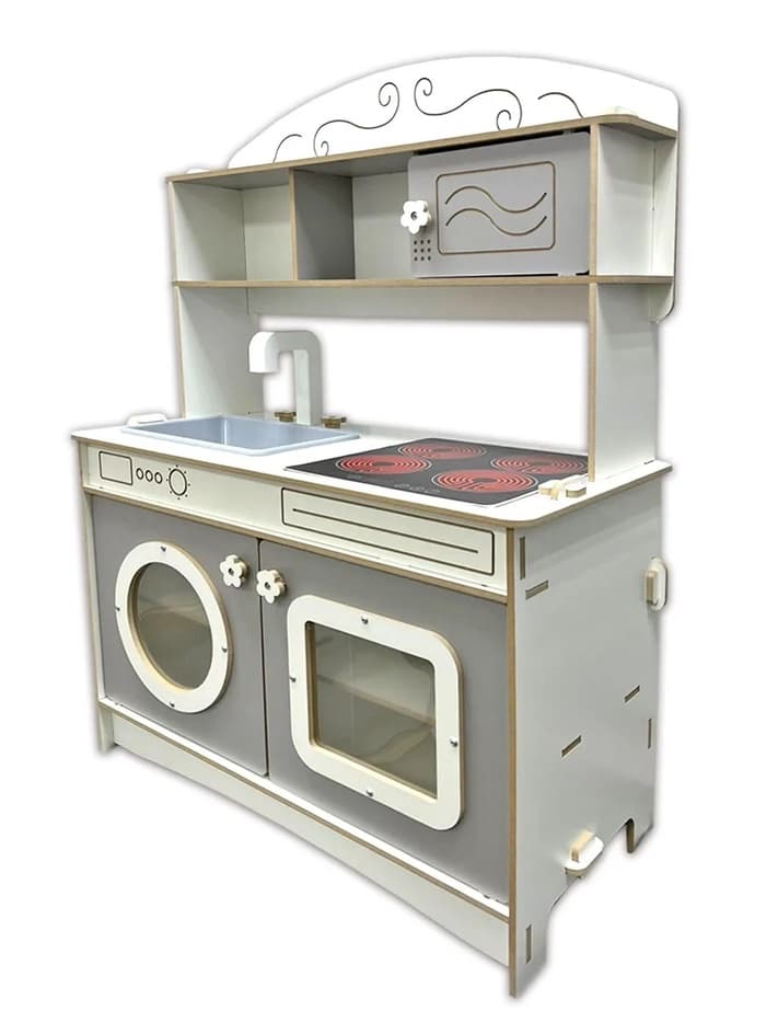 Кухня игровая детская «Аделина», бело-серая, ЛМДФ
