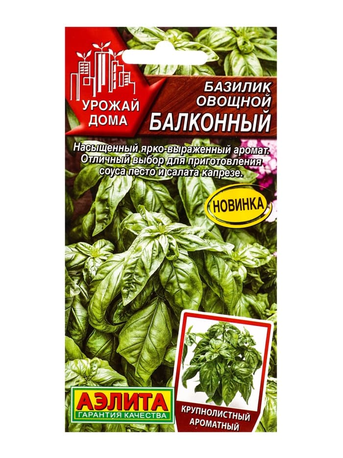 Семена Базилик овощной «Балконный», 0.2 г, крупнолистный, «Аэлита»