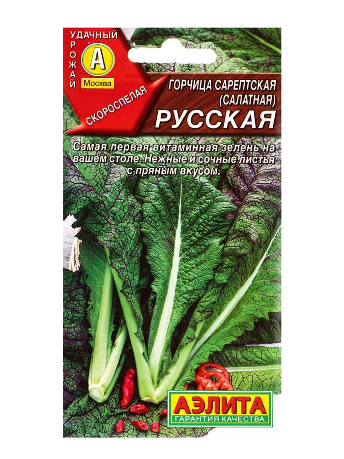 Семена Горчица сарептская (салатная) «Русская», 0.5 г, скороспелая, «Аэлита»
