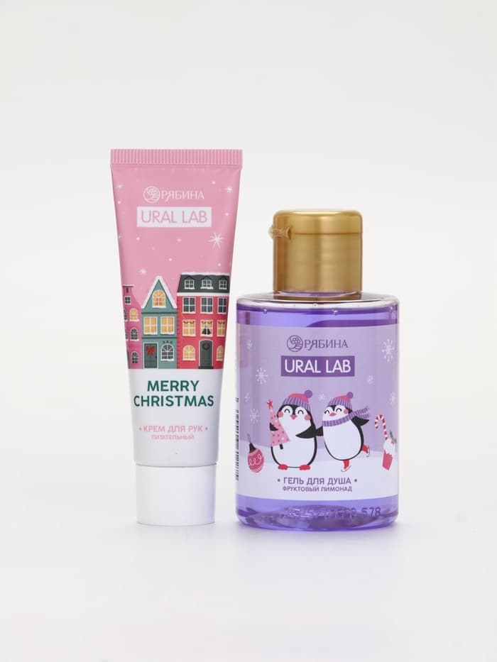 Подарочный набор косметики в мешке: крем для рук, пилочка, гель для душа, аромат фруктовый лимонад, URAL LAB
