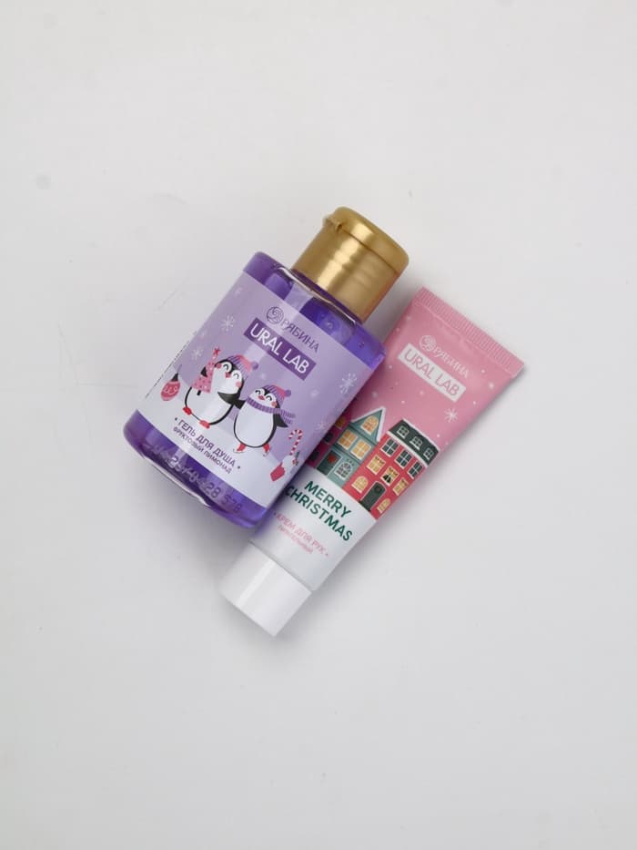 Подарочный набор косметики в мешке: крем для рук, пилочка, гель для душа, аромат фруктовый лимонад, URAL LAB