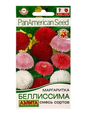 Семена цветов Маргаритка «Беллиссима», смесь сортов, двулетник, PanAmerican Seed, «Агрофирма АЭЛИТА», 7 шт.