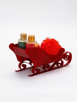 Подарочный набор новогодний в санях: гель для душа 2 шт., соль для ванны и мочалка, URAL LAB