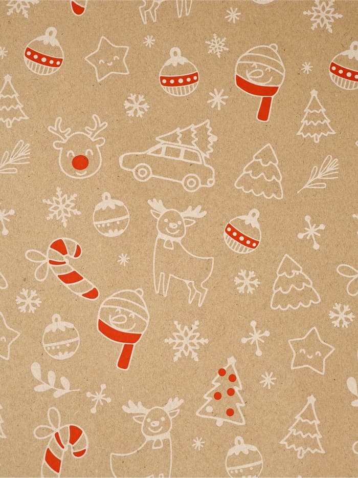 Бумага упаковочная в тубусе крафтовая «Новогодние мотивы», 0.68×7 м