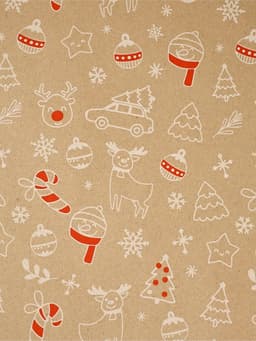 Бумага упаковочная в тубусе крафтовая «Новогодние мотивы», 0.68×7 м